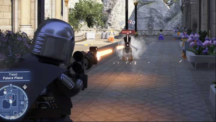 When you talk to the thief, she will start running away - LEGO Skywalker Saga: Stolen Knowledge - walkthrough - Coruscant - federal district - LEGO Skywalker Saga Guide