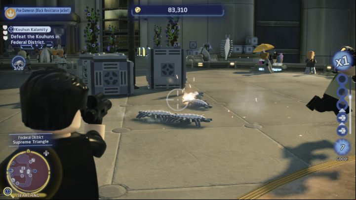 Visit all search areas and dispose of the pests - LEGO Skywalker Saga: Kouhun Kalamity - walkthrough - Coruscant - federal district - LEGO Skywalker Saga Guide