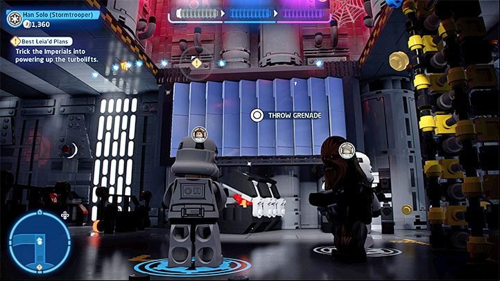 The second option is to use a grenade on silver objects adjacent to the force field (check the screenshot above) - LEGO Skywalker Saga: Best Leiad Plans - walkthrough - Episode 4 - A New Hope - LEGO Skywalker Saga Guide