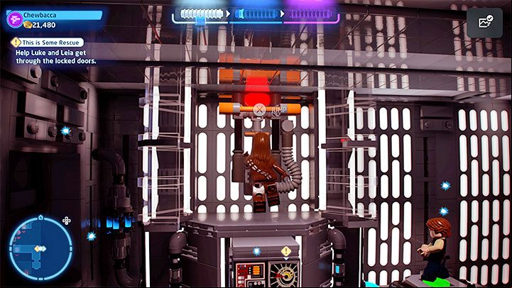 Start by dealing with a few enemies in the upper room - LEGO Skywalker Saga: This is Some Rescue - walkthrough - Episode 4 - A New Hope - LEGO Skywalker Saga Guide