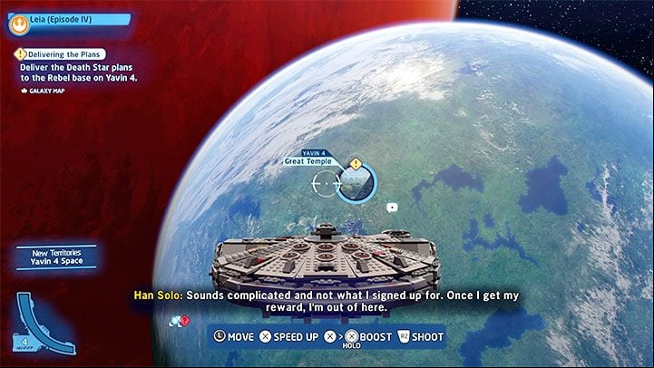 After successfully escaping in the previous story mission, you will find yourself in outer space aboard the Millennium Falcon - LEGO Skywalker Saga: Stay on Target - walkthrough - Episode 4 - A New Hope - LEGO Skywalker Saga Guide