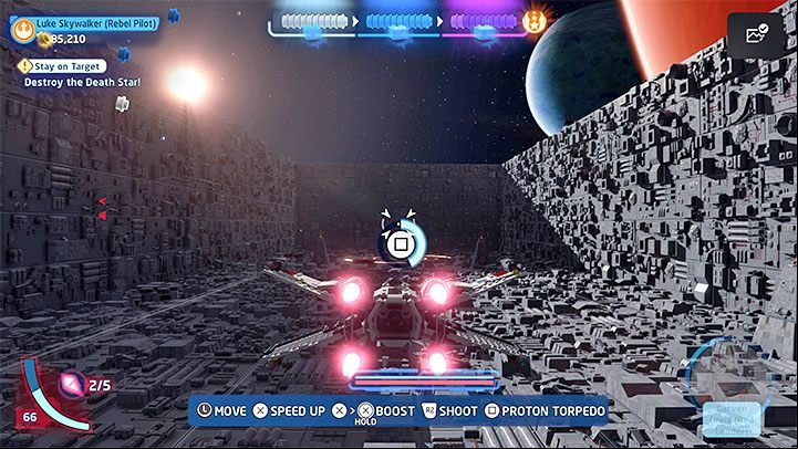 The last, third part of the mission is to destroy the Death Star itself - LEGO Skywalker Saga: Stay on Target - walkthrough - Episode 4 - A New Hope - LEGO Skywalker Saga Guide