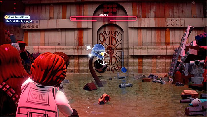 After the boss has very few health points left, the tentacle with the eye will put on a silver helmet - LEGO Skywalker Saga: Dianoga - boss, how to beat? - Bosses - LEGO Skywalker Saga Guide