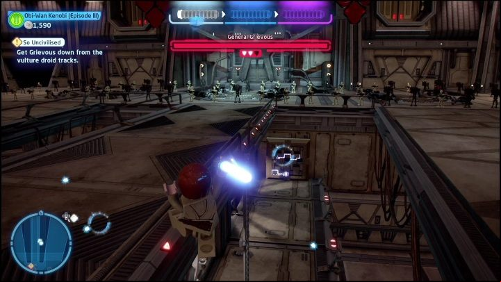By jumping down to the lower section of the arena, you'll be able to obtain the first collectible - LEGO Skywalker Saga: Revenge of the Sith - collectibles and rewards, list of all - Minikits - LEGO Skywalker Saga Guide
