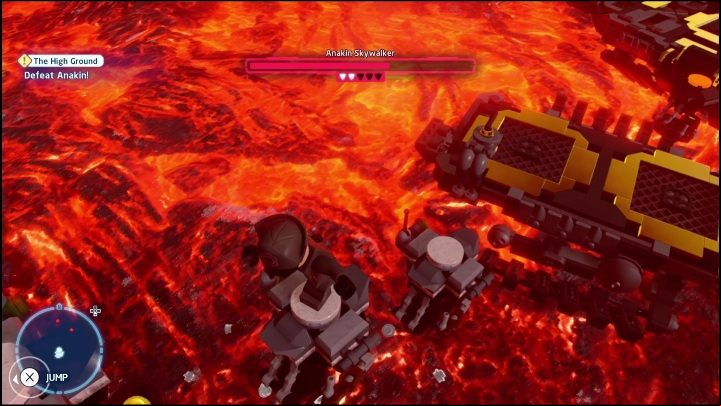 The final part of the minikit is on the platform, above the lava itself - LEGO Skywalker Saga: Revenge of the Sith - collectibles and rewards, list of all - Minikits - LEGO Skywalker Saga Guide