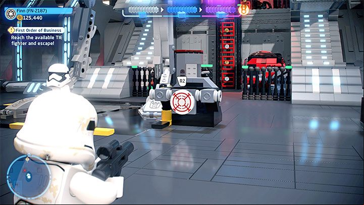 After you enter the hangar, you will learn that the heroes are planning to steal a TIE Fighter - LEGO Skywalker Saga: First Order of Business - walkthrough - Episode 7 - The Force Awakens - LEGO Skywalker Saga Guide