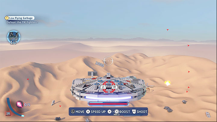 This stage takes place entirely in the air - LEGO Skywalker Saga: Low Flying Garbage - walkthrough - Episode 7 - The Force Awakens - LEGO Skywalker Saga Guide