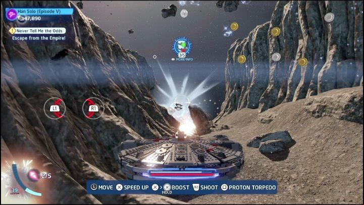 The last collectible is hanging in the tunnel in the last section of this level - LEGO Skywalker Saga: The Empire Strikes Back - list of collectibles and rewards - Minikits - LEGO Skywalker Saga Guide