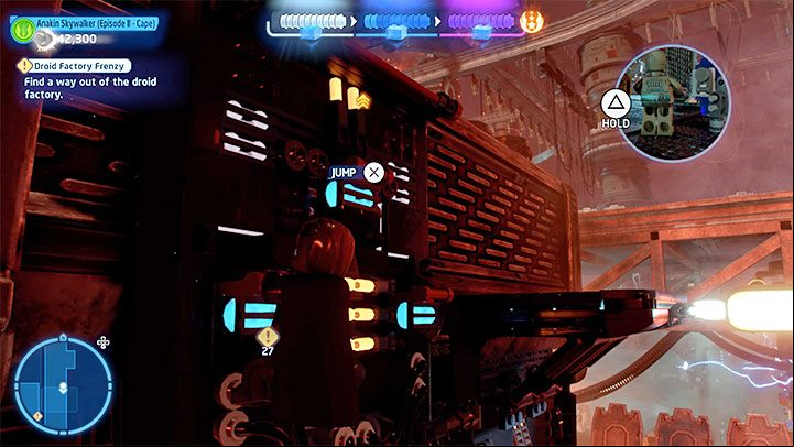 Select R2-D2 and interact with the blue terminal - LEGO Skywalker Saga: Droid Factory Frenzy - walkthrough - Episode 2 - Attack of the Clones - LEGO Skywalker Saga Guide