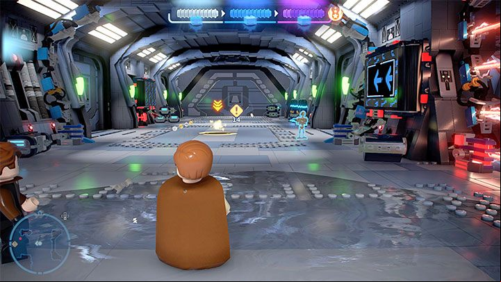 In the next corridor you'll encounter some forcefield-covered droids - LEGO Skywalker Saga: Out for the Count - walkthrough - Episode 3 - Revenge of the Sith - LEGO Skywalker Saga Guide