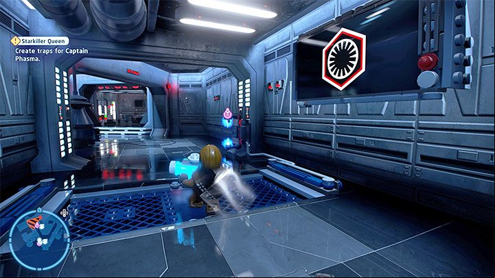 Quickly pick up the power source and move away from Phasma - LEGO Skywalker Saga: Starkiller Queen - walkthrough - Episode 7 - The Force Awakens - LEGO Skywalker Saga Guide