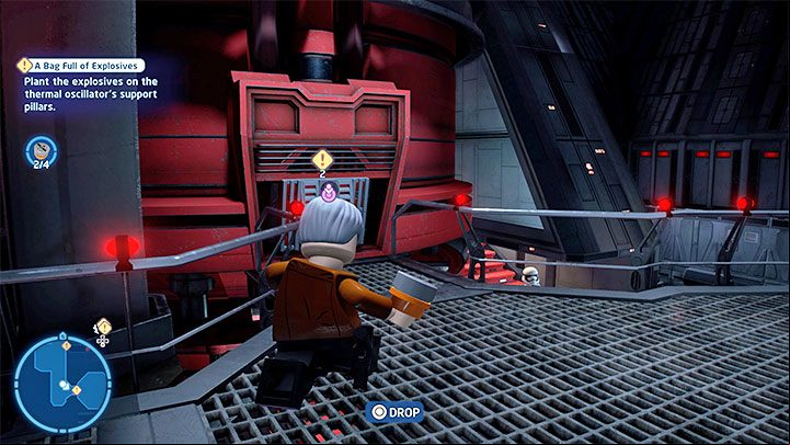 You can reach the marked bomb planting spots in any order - LEGO Skywalker Saga: Destroying Starkiller - walkthrough - Episode 7 - The Force Awakens - LEGO Skywalker Saga Guide