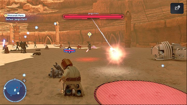 Jango Fett's stronger attack is launching rockets - LEGO Skywalker Saga: Jango Fett - boss, how to beat? - Bosses - LEGO Skywalker Saga Guide