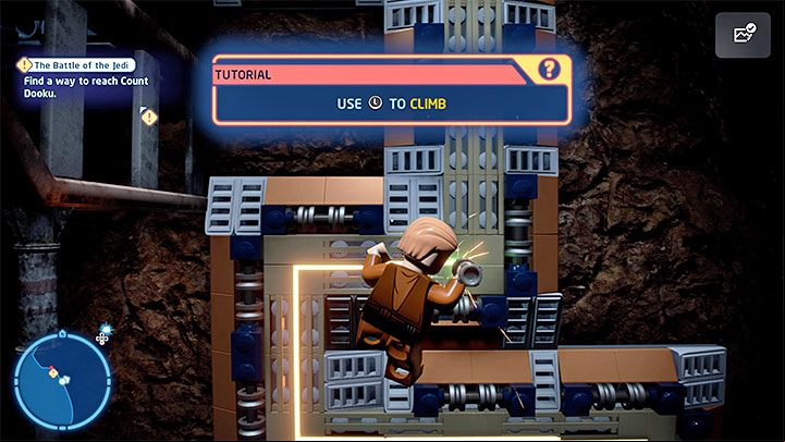 Getting rid of the pipes will let you stick to the wall with your lightsaber and climb up to the boss - LEGO Skywalker Saga: Count Dooku in Episode 2 - boss, how to beat? - Bosses - LEGO Skywalker Saga Guide