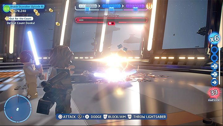 The main part of the fight with Count Dooku looks similar to the one from Episode 2 - LEGO Skywalker Saga: Count Dooku in Episode 3 - boss, how to beat? - Bosses - LEGO Skywalker Saga Guide