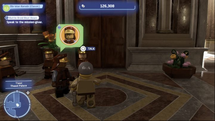 Go to the Theed Palace, located in the eastern part of the map - LEGO Skywalker Saga: Battle Droid Beat Down - walkthrough - Naboo - Theed - LEGO Skywalker Saga Guide