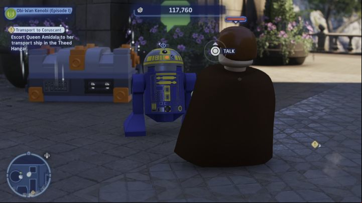 While controlling Obi-Wan Kenobi (who understands the speech of astromech droids), talk to the blue R2-B1 droid in the northwest edge of the map - LEGO Skywalker Saga: Spear We Go Again - walkthrough - Naboo - Theed - LEGO Skywalker Saga Guide