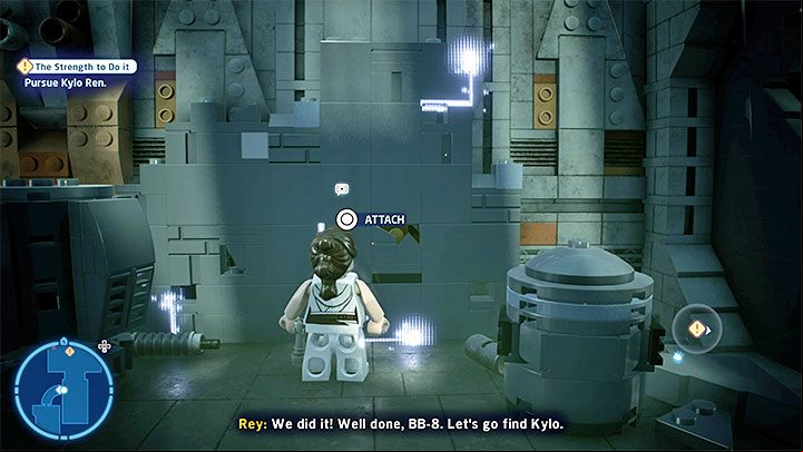 Stick with Rey and cut open the pictured wall with your lightsaber - LEGO Skywalker Saga: Kylo Ren - boss, how to beat? - Bosses - LEGO Skywalker Saga Guide