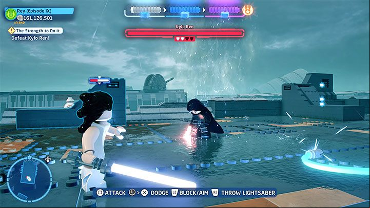 During this face you have more ways of damaging the boss other than your lightsaber - LEGO Skywalker Saga: Kylo Ren - boss, how to beat? - Bosses - LEGO Skywalker Saga Guide
