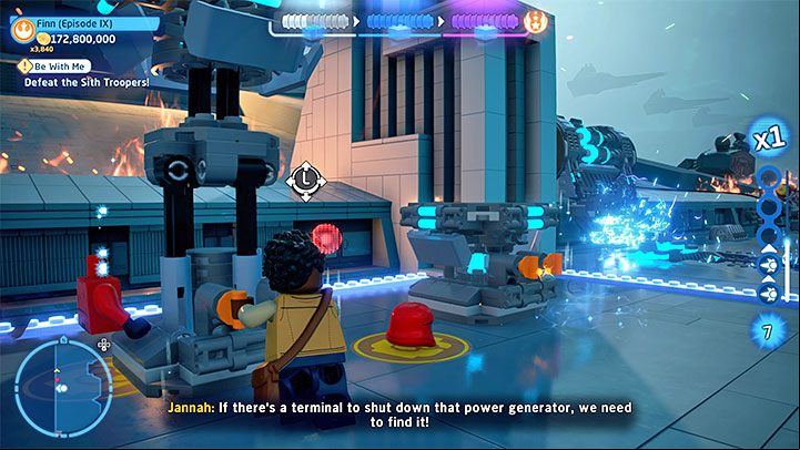 Jump on the Orbaks and, just like before, avoid enemies' fire by moving to the sides - LEGO Skywalker Saga: Be With Me - walkthrough - Episode 9 - The Rise of Skywalker - LEGO Skywalker Saga Guide