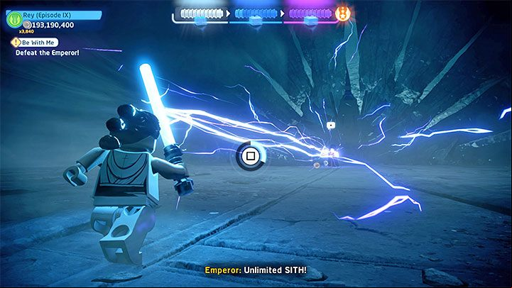 Emperor Palpatine is the final boss of Episode 9, but you will not play the fully-fledged fight with him - LEGO Skywalker Saga: Be With Me - walkthrough - Episode 9 - The Rise of Skywalker - LEGO Skywalker Saga Guide