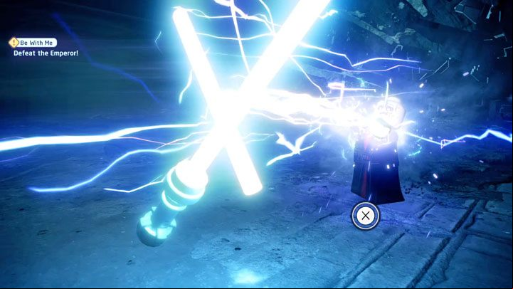 The last few QTEs will allow you to defeat the Emperor and end this fight (and the entire episode 9) - LEGO Skywalker Saga: Be With Me - walkthrough - Episode 9 - The Rise of Skywalker - LEGO Skywalker Saga Guide