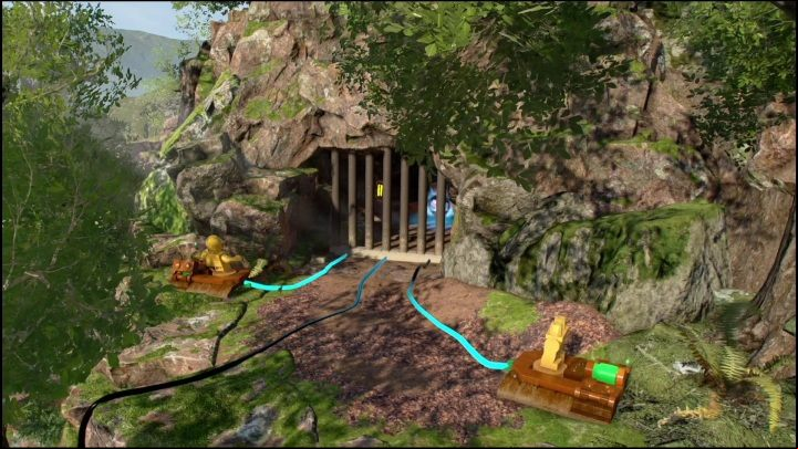 This brick is in a cave to which 3 cables are connected - LEGO Skywalker Saga: Mazs Castle - list of all puzzles - Takodona - LEGO Skywalker Saga Guide