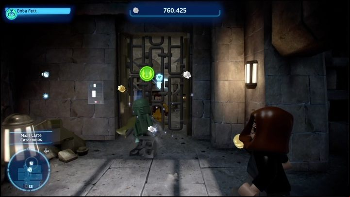 To get to this collectible, you have to switch to a character in the center of the room first - LEGO Skywalker Saga: Mazs Castle - list of all puzzles - Takodona - LEGO Skywalker Saga Guide