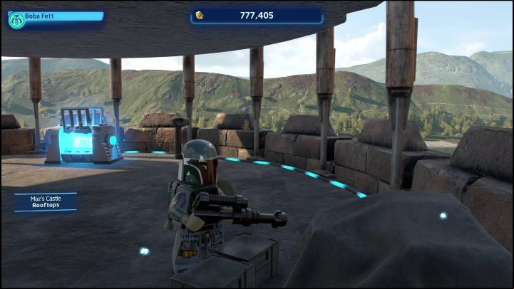 There is a brick locked in a chest on the castle's balcony - LEGO Skywalker Saga: Mazs Castle - list of all puzzles - Takodona - LEGO Skywalker Saga Guide