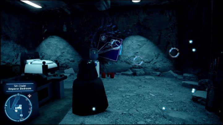 The brick is hidden in a recess in the wall and covered with a poster - LEGO Skywalker Saga: Sith Citadel - list of all puzzles - Exegol - LEGO Skywalker Saga Guide