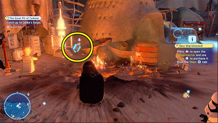 Your task is to provide an energy source - you will find it in the northern part of the village (picture above) - LEGO Skywalker Saga: Tuanul Village - list of all puzzles - Jakku - LEGO Skywalker Saga Guide