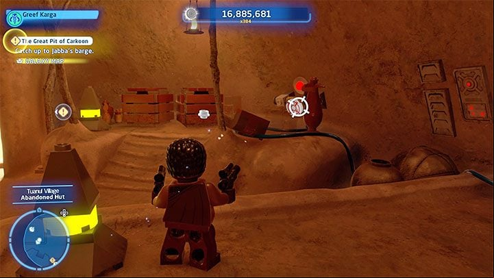 Inside the hut, you will have to solve a puzzle - LEGO Skywalker Saga: Tuanul Village - list of all puzzles - Jakku - LEGO Skywalker Saga Guide