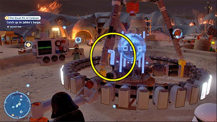 You must also use the rotating mechanism - LEGO Skywalker Saga: Tuanul Village - list of all puzzles - Jakku - LEGO Skywalker Saga Guide
