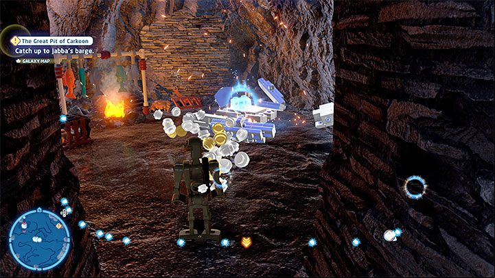 After completing the first part of the puzzle, enter the cave - LEGO Skywalker Saga: Temple Island - list of all puzzles - Ahch-To - LEGO Skywalker Saga Guide