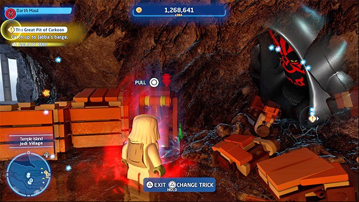 Switch to any character that can use the Force, approach the opening and use Mind Trick on one of the characters in the location with the collectible - LEGO Skywalker Saga: Temple Island - list of all puzzles - Ahch-To - LEGO Skywalker Saga Guide