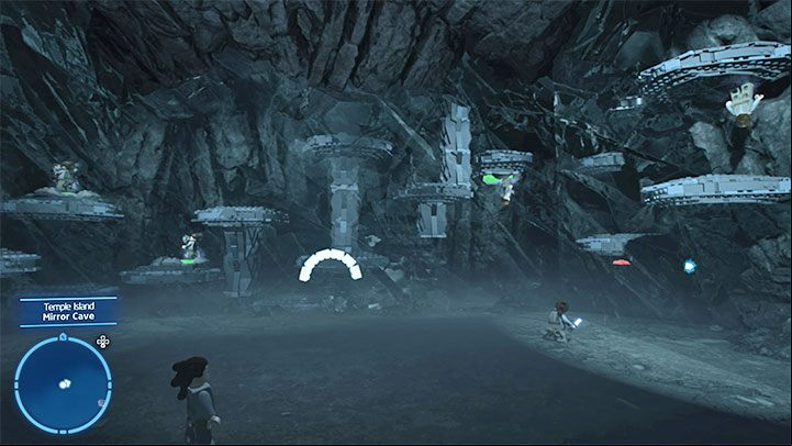 You have to solve a few puzzles with mirror images, which, compared to those in the main story, have one new feature - some of the reflections are additionally rotated by 180 degrees which is especially problematic when making jumps - LEGO Skywalker Saga: Temple Island - list of all puzzles - Ahch-To - LEGO Skywalker Saga Guide