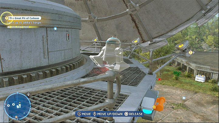 You must take interest in the large satellite dish and reach its top - LEGO Skywalker Saga: Resistance Base - list of all puzzles - DQar - LEGO Skywalker Saga Guide