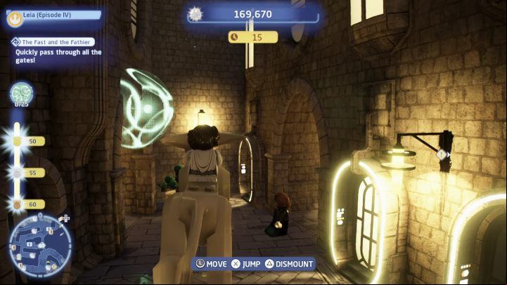 To complete the trial, you have to through all 25 gates one after another as quickly as possible - LEGO Skywalker Saga: Cantonica - trial, walkthrough - Trials - LEGO Skywalker Saga Guide