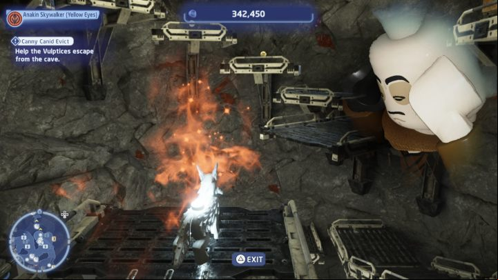 Playing as a Jedi, go to the door and take control of the animal - LEGO Skywalker Saga: Canny Canid Evict - walkthrough - Crait facility - LEGO Skywalker Saga Guide