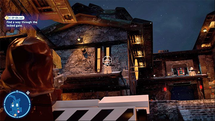 In some cases, you need to hit the enemies with blaster shots over a long distance - LEGO Skywalker Saga: C-3P-Oh No! - walkthrough - Episode 9 - The Rise of Skywalker - LEGO Skywalker Saga Guide