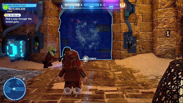 You will reach a locked gate - Rey can open it - LEGO Skywalker Saga: C-3P-Oh No! - walkthrough - Episode 9 - The Rise of Skywalker - LEGO Skywalker Saga Guide