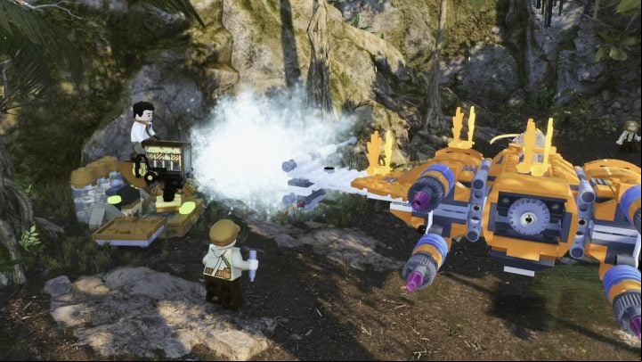 Finally, shoot down the plants on the fire extinguishing mechanism and jump inside - LEGO Skywalker Saga: Putting Out Fires - walkthrough - Ajan Kloss - resistance camp - LEGO Skywalker Saga Guide