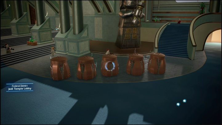 If you successfully guess under which cover the block is hidden three times, you'll get this collectible - LEGO Skywalker Saga: Federal District - list of puzzles - Coruscant - LEGO Skywalker Saga Guide