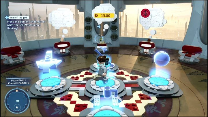 To get this brick, you need to perform a Jedi test - LEGO Skywalker Saga: Federal District - list of puzzles - Coruscant - LEGO Skywalker Saga Guide