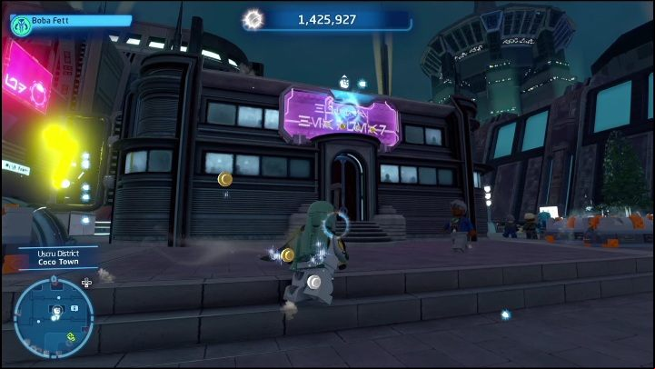 This brick is on a small canopy above the door - LEGO Skywalker Saga: Uscru District - list of all puzzles - Coruscant - LEGO Skywalker Saga Guide