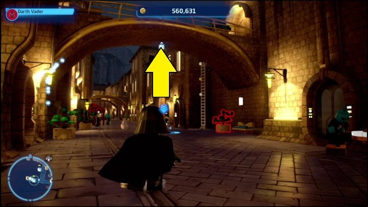 The brick is on a small bridge that connects two parts of the city - LEGO Skywalker Saga: Canto Bight - list of all puzzles - Cantonics - LEGO Skywalker Saga Guide