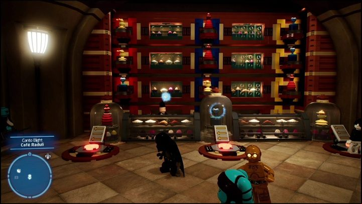You will get this brick from the merchant when you arrange his display so that the columns consist of the same items, e - LEGO Skywalker Saga: Canto Bight - list of all puzzles - Cantonics - LEGO Skywalker Saga Guide