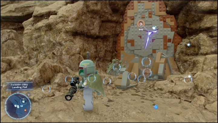 You will get to this brick when you destroy the cracked sheet metal using the Scavenger's blaster - LEGO Skywalker Saga: Forbidden Valley - list of all puzzles - Pasaana - LEGO Skywalker Saga Guide