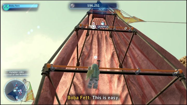 You can get to this brick by climbing the orange bars - LEGO Skywalker Saga: Forbidden Valley - list of all puzzles - Pasaana - LEGO Skywalker Saga Guide
