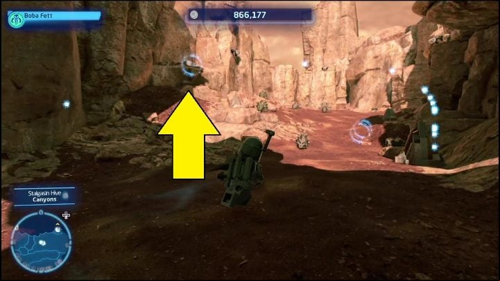 This brick is inside a locked crate on the side of a rock - LEGO Skywalker Saga: Stalgasin Hive - list of all puzzles - Geonosis - LEGO Skywalker Saga Guide